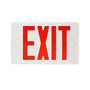 LED Exit Sign with bright red lettering visible from 50ft, corrosion-resistant housing, suitable for walls or ceilings.
