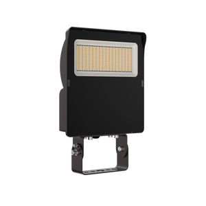LED Flood Light w Photocell with adjustable bracket in black for outdoor lighting applications