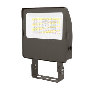 LED Flood Light w/Photocell 3 CCT 155/125/90W in a durable black housing with mounting bracket