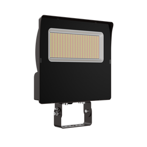 LED Flood Light w/Photocell with adjustable 3 CCT and 300/240/180W wattage for versatile outdoor lighting