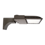Side view of LED Shoebox Area Light 250W outdoor fixture with mounting bracket and LED panel visible