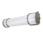 36 inch LED vanity light in brushed nickel with acrylic shade and adjustable warm, neutral, and cool white tones