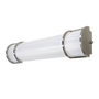 36 inch LED vanity light in brushed nickel with acrylic shade and adjustable warm, neutral, and cool white tones