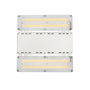 Top view of a compact Linear LED Low Bay 130W fixture with dual LED panels and white housing.