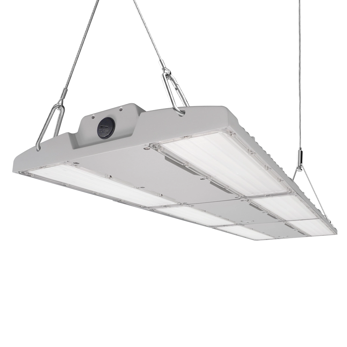 Heavy-duty IP66 and IK10 rated LED linear high bay with 400W output and swappable optics for large distribution centers