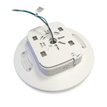 LED Canopy Light with Uplight 3 CCT 100 75 50 30W showing mounting base and wiring details on white background