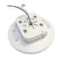 LED Canopy Light with Uplight 3 CCT 100 75 50 30W showing mounting base and wiring details on white background