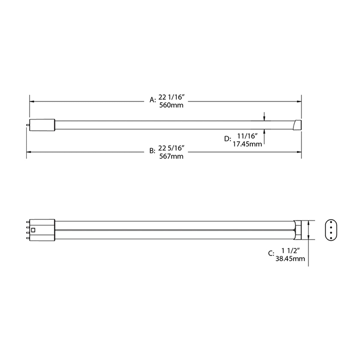 17W PLL LED Bulb Replaces 40W CFL PLL - 2G11 - Horizontal Install - Type B