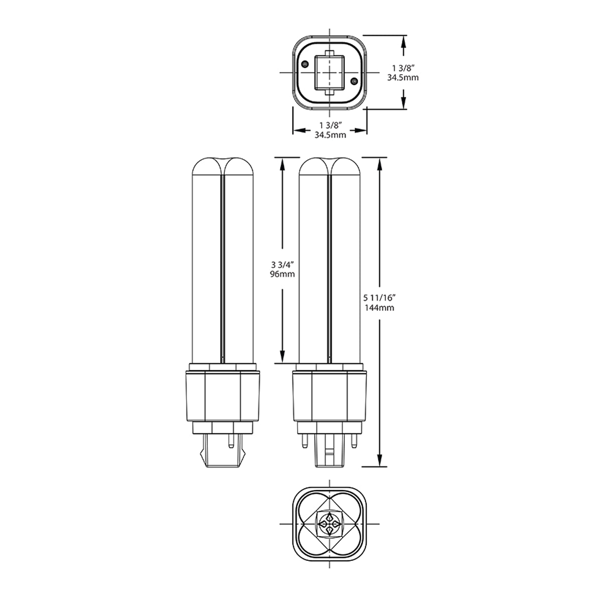 7W PLC LED Bulb Replaces 18W CFL - 2 pin G24d - Type A/B