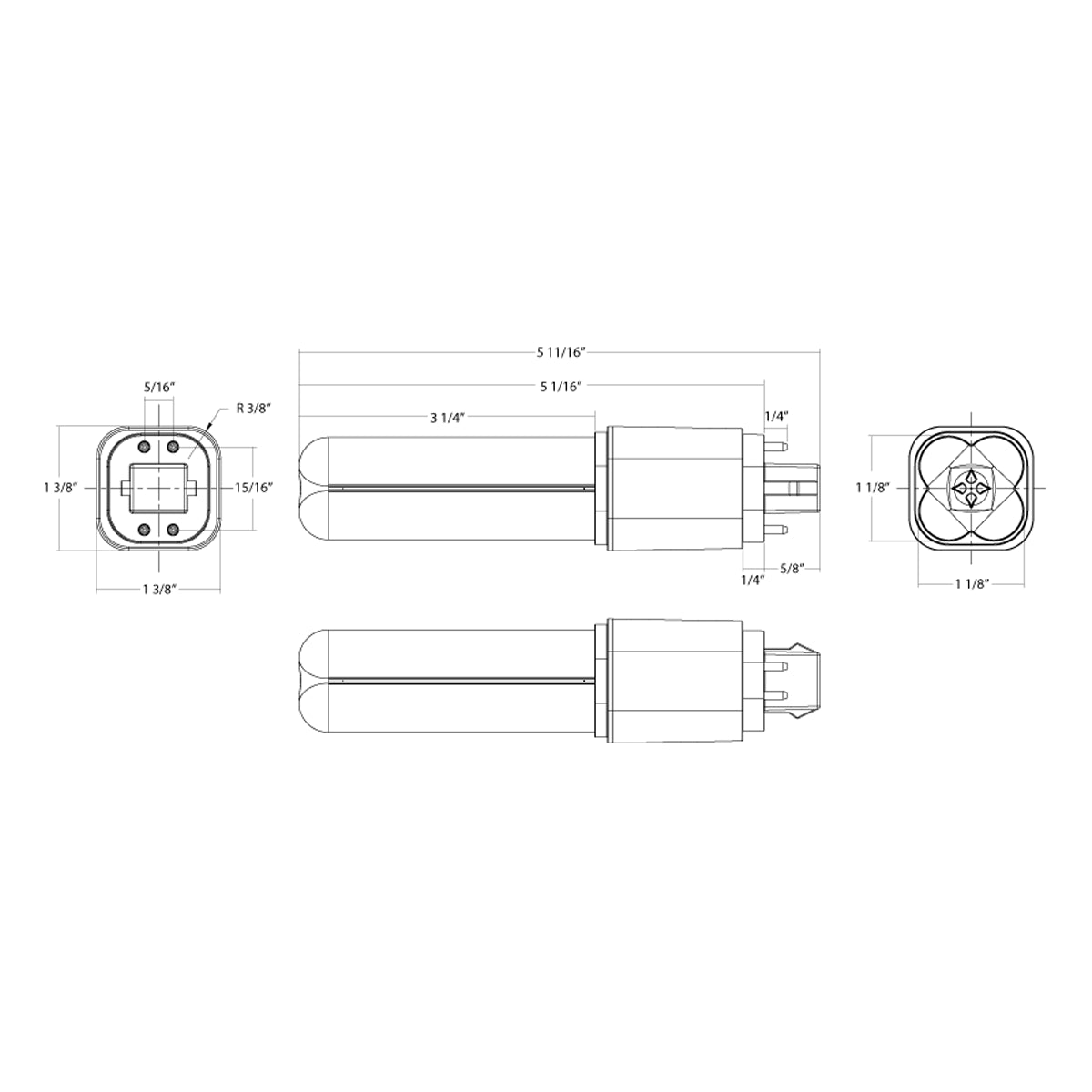 7W PLC LED Bulb Replaces 18W CFL - 4 pin G24q - Type A/B - NSF Certified
