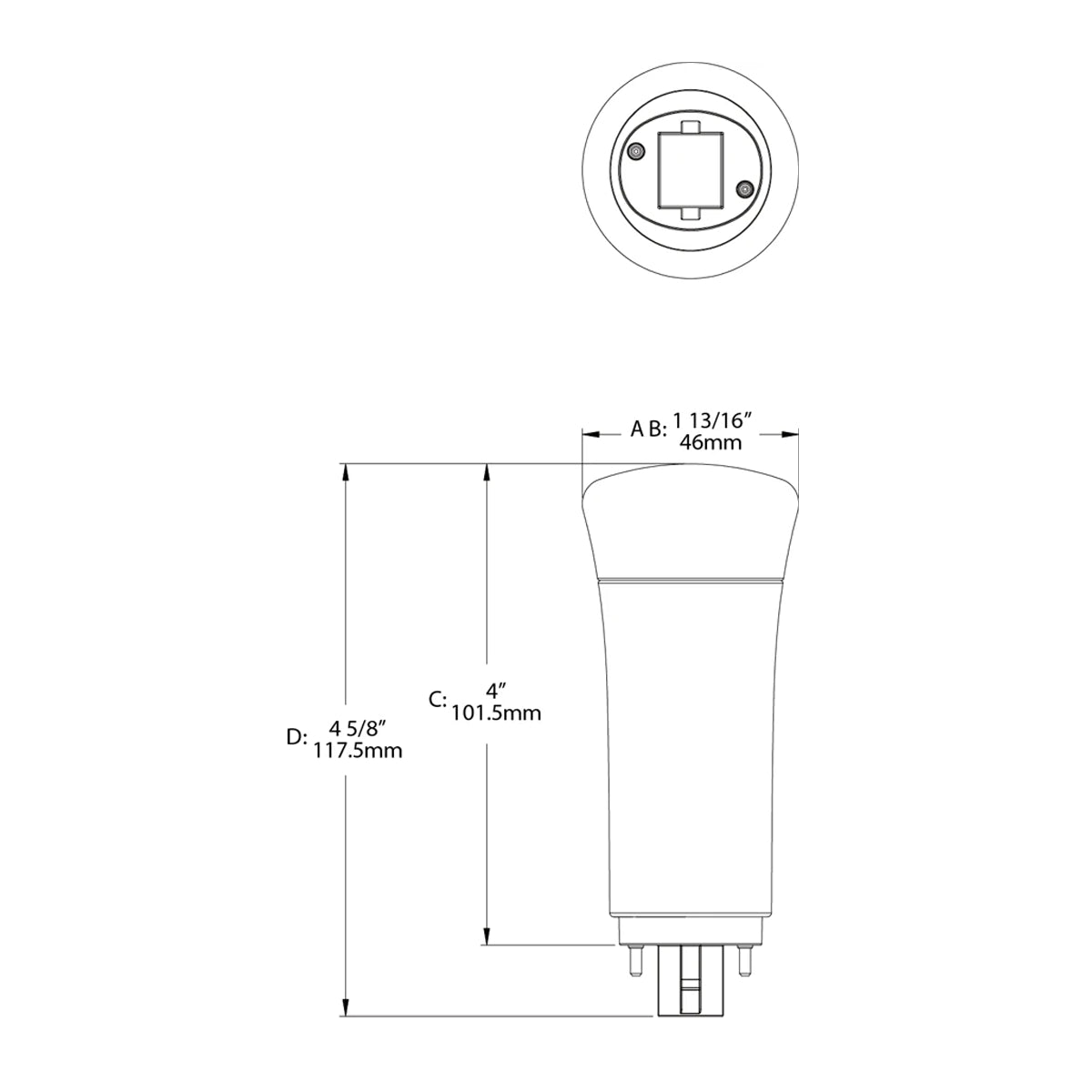 9W PLC LED Bulb Replaces 32W CFL - 2-pin G24d/G24q - Vertical Install - Type B