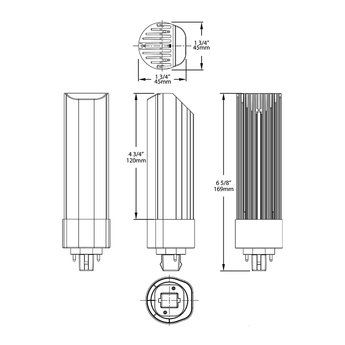 15.5W PLT LED Bulb Replaces 42W CFL - 2-pin G24d - Horizontal Install - Type B