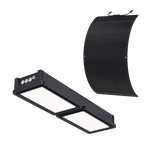 Solar LED Canopy Light with flexible curved solar panel designed for outdoor structures and lightweight surfaces