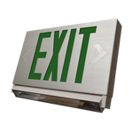 Slim LED Exit Sign and Emergency Light Combo by MaxLite with customizable chevrons and sleek metal finish