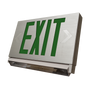 Slim LED Exit Sign and Emergency Light Combo by MaxLite with customizable chevrons and sleek metal finish