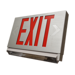 Slim LED Exit Sign and Emergency Light Combo by MaxLite with built-in backup battery and customizable arrows