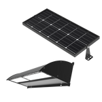 Solar LED Wall Pack Light with Bi-Facial Solar Panel featuring adjustable wattage and vandal-proof housing