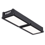 Solar LED Canopy Light with flexible solar panel featuring dual light panels and durable black housing for outdoor use