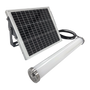 Solar panel and LED light fixture on a white background