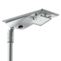 Solar LED Area Light with Tiltable Lens - 30W mounted on pole with adjustable slip-fitter bracket for optimal lighting angle.