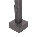 Close-up of the base and handhole of a Square Steel Light Pole - 4 inch with dark bronze finish and mounting plate
