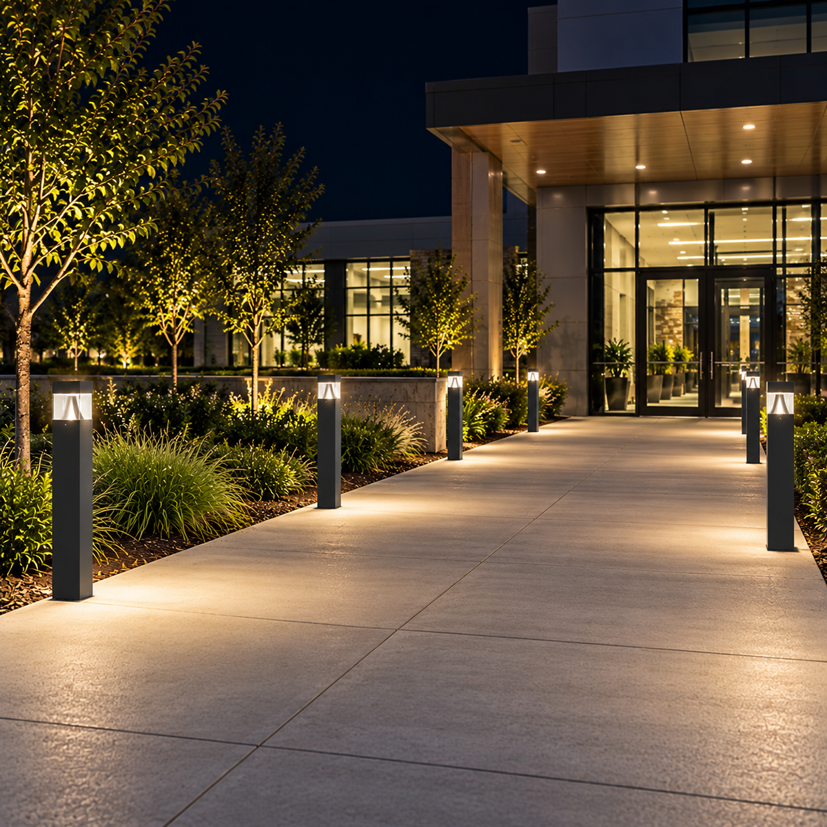 24W Selectable RAB Square LED Bollard Light, Flat Top