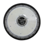 Top view of UFO LED High Bay light featuring circular LED array and black outer casing for industrial illumination