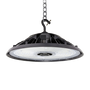 UFO LED High Bay 240/155/115/65W light fixture with chain mount for industrial and commercial lighting applications