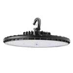 UFO LED Low Bay 2-CCT industrial light with hook mount and adjustable wattage for versatile high-efficiency lighting.