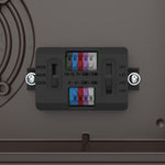Close-up of adjustable control switches and wiring terminal block on Full Cutoff LED Wall Pack 3 CCT 100/80/60/40W