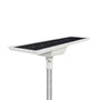 Solar LED Area Light with Tiltable Lenses - 100W mounted on pole with adjustable solar panel for optimal sunlight exposure