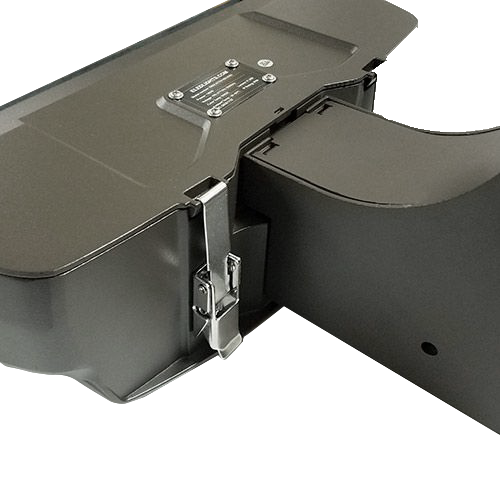 Close-up of dark bronze LED Architectural Shoebox Light 120W showing durable metal latch and sleek aluminum body design