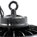 Close-up of Value UFO LED High Bay showing durable housing and mounting hook for high ceiling lighting applications