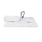 Bottom view of the LED Canopy Light 240W showing slim design with attached wiring and mounting components