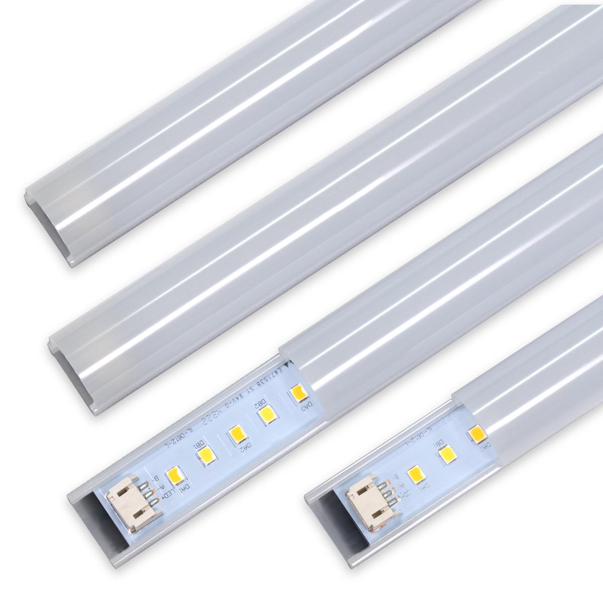 Frosted lens covers for 4x4 color and wattage selectable retrofit kits shown with LED strips beneath covers