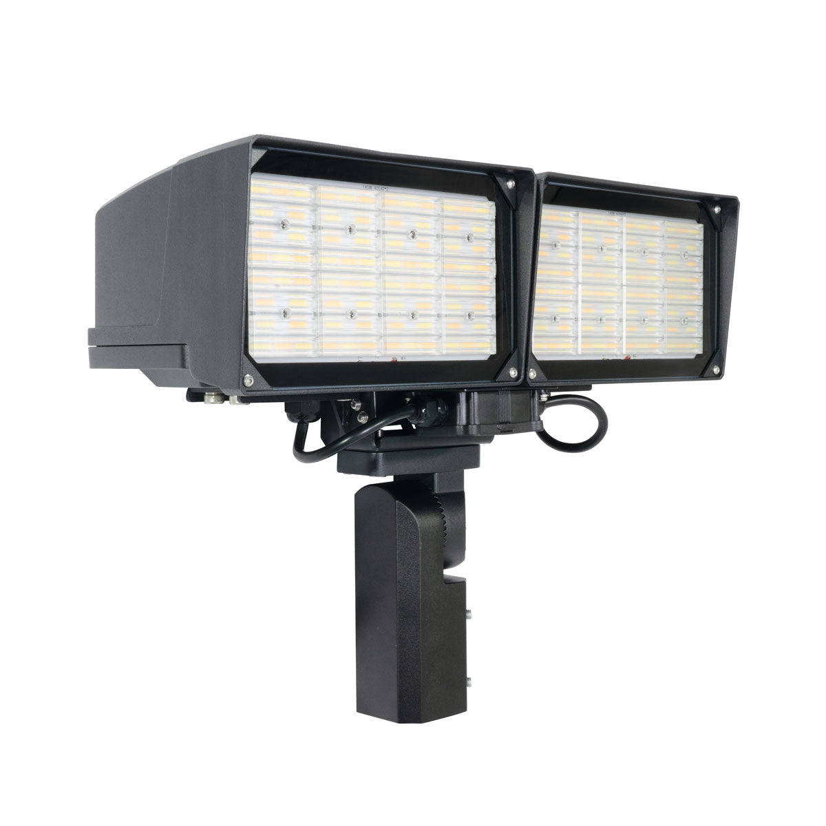 Selectable FL Series LED Flood Light with dual heads and adjustable mounting bracket for versatile commercial lighting applications