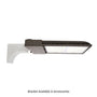 LED Shoebox Area Light 300W mounted on white bracket with bright illuminated panels and rugged design