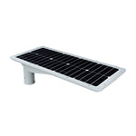 Solar LED Area Light with Tiltable Lens - 30W showing solar panel and slip-fitter mounting bracket side view