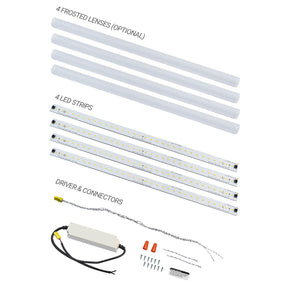 2x4 Magnetic LED Retrofit Kit - Four 2ft Strips - 35W / up to 5,500 lumens - 4 Kits