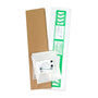 Components of the Jumbo Recycling Kit for 4ft Fluorescent Tubes including liner, cardboard box, and shipping label.