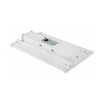 Linear LED High Bay 130W fixture with white aluminum body and wiring for secure industrial and commercial lighting installation