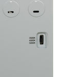 Close-up of 2x2 Backlit LED Panel with adjustable color temperature switch for 3500K, 4000K, and 5000K settings