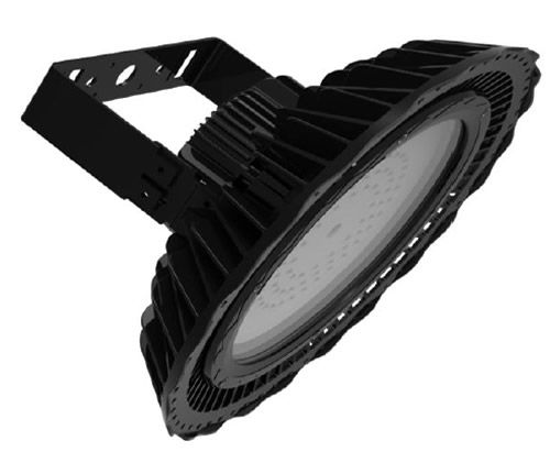Fixed Wall Bracket supporting a compact high bay lighting fixture with sturdy metal construction