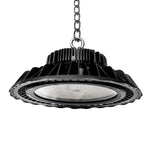 200W Ultra-High Lumen Dimmable High Bay LED Light with black heat sink and hanging chain fixture design