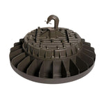 UFO LED High Bay 200W industrial light fixture with cooling fins and hook mount for commercial spaces