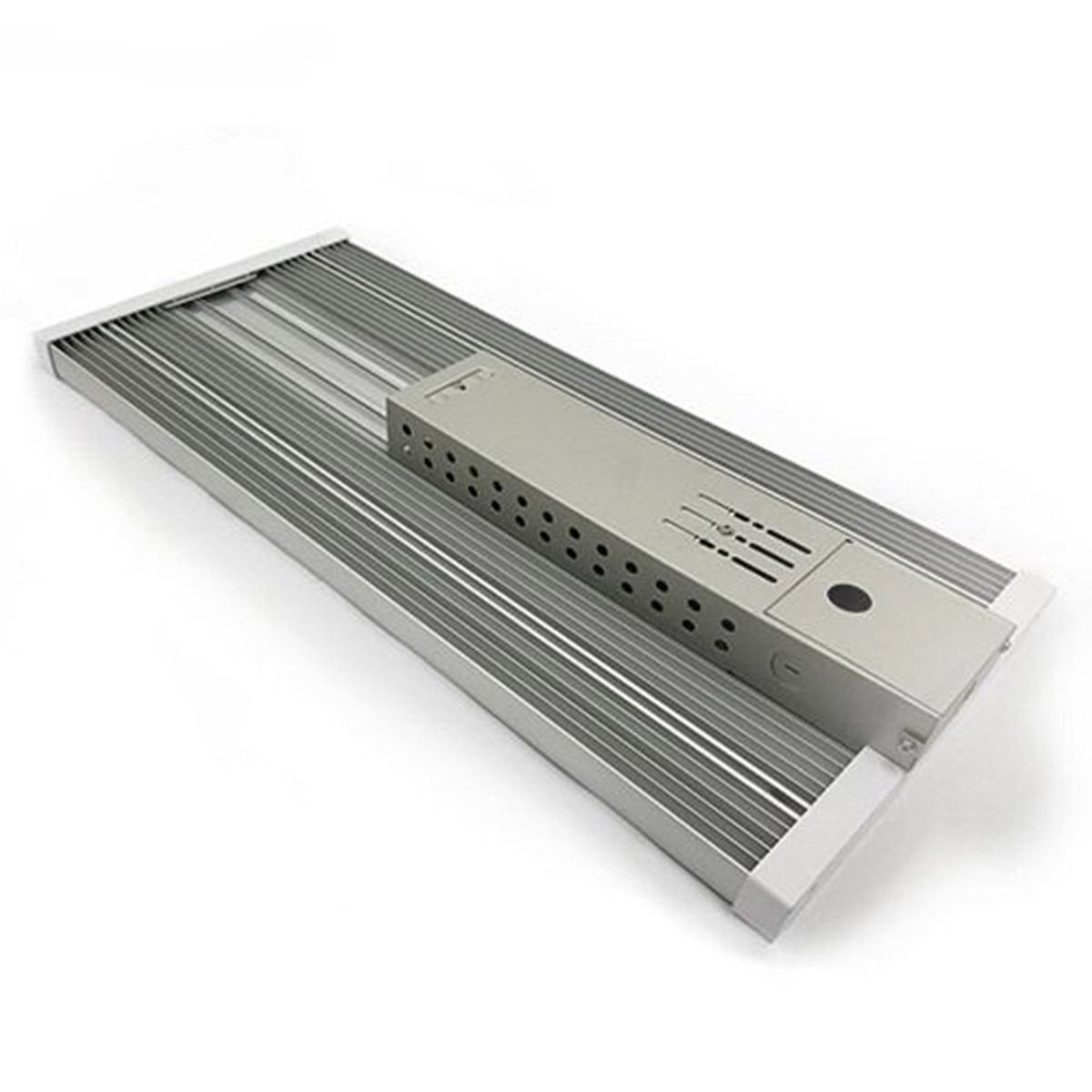 Linear LED High Bay 120W 17,400 lm industrial light fixture with durable aluminum heat sink and integrated driver housing