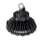 90W High Lumen Dimmable LED Low Bay Fixture with durable black heat sink and stainless steel loop hanger for mounting