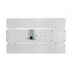 Top view of the white Linear LED Low Bay 130W lighting fixture showing mounting and wiring details