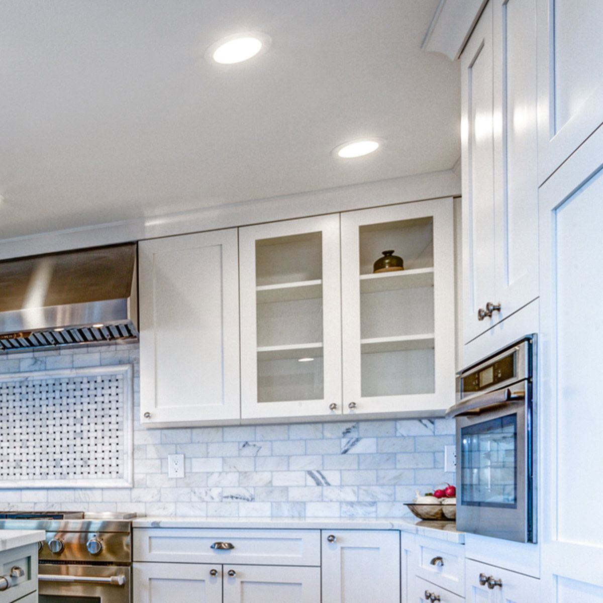 4" Slim Wafer LED Light 4-CCT 13W MaxLite SDL installed in modern kitchen ceiling brightening space