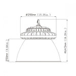 Technical drawing of an Aluminum Reflector showing dimensions in millimeters and inches for height and diameter.
